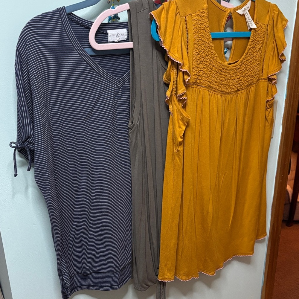 Lot of 3 tops. 2 Sz large, 1 medium. 1 Matilda Jane